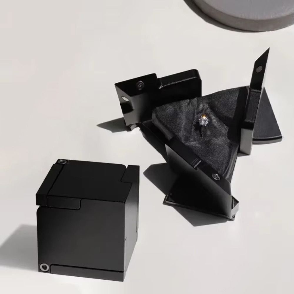 Plastic Kinetic Energy Ring Box Rotating Mechanical Deformation Jewelry Storage Display Box Creative Proposal Cube Boxes