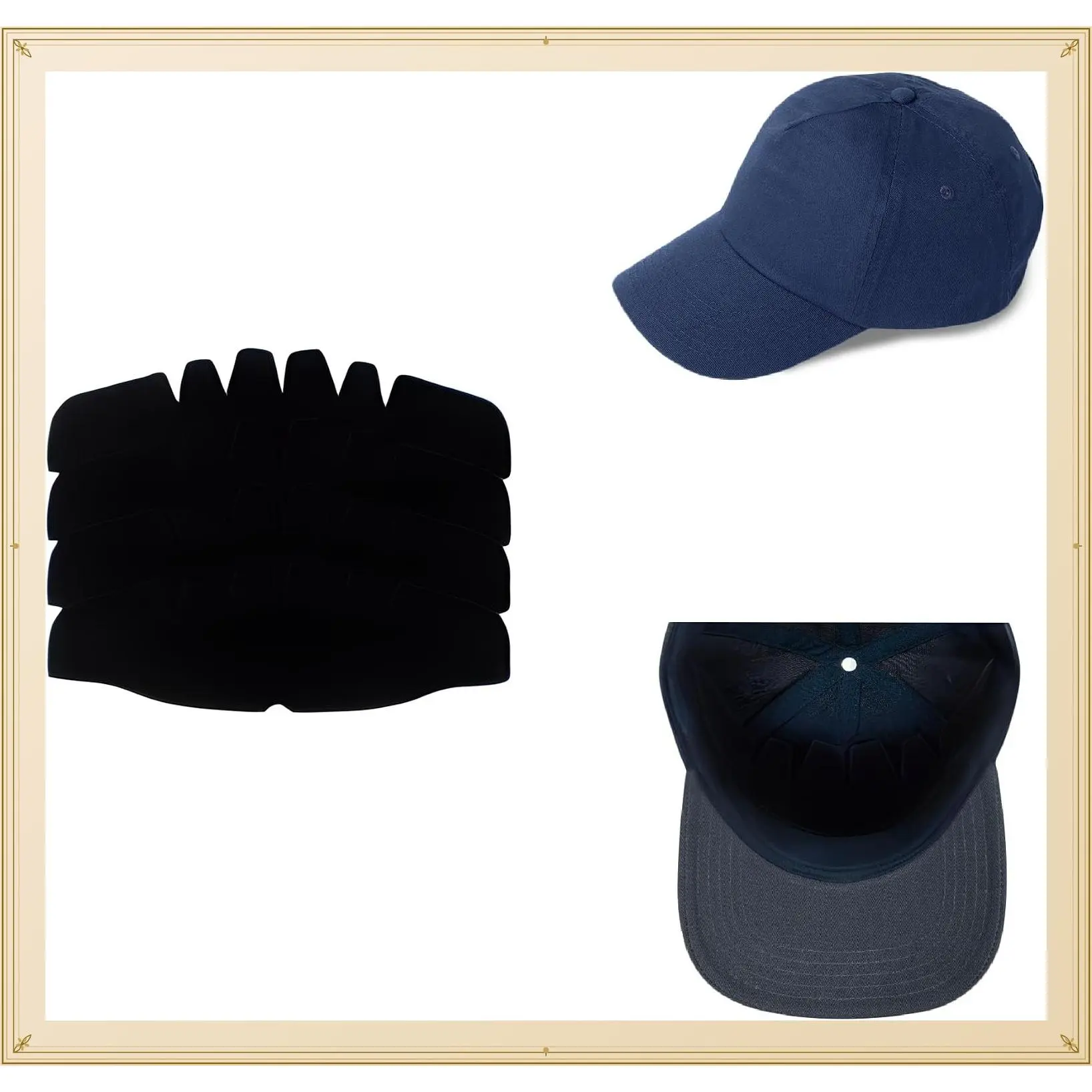 4-Count Baseball Cap Crown Shaper Inserts for Fitted & Snapback Hats, Washable Reusable LinersGift