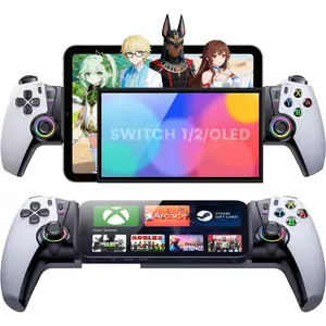 Mobile Gaming Controller for iPhone/Android/Switch 2/Switch/OLED/iPad Mini, Wireless Phone Controller with Hall Joysticks/Triggers/LED, Support PS Remote Play, Xbox Cloud, Steam Link,White&Black