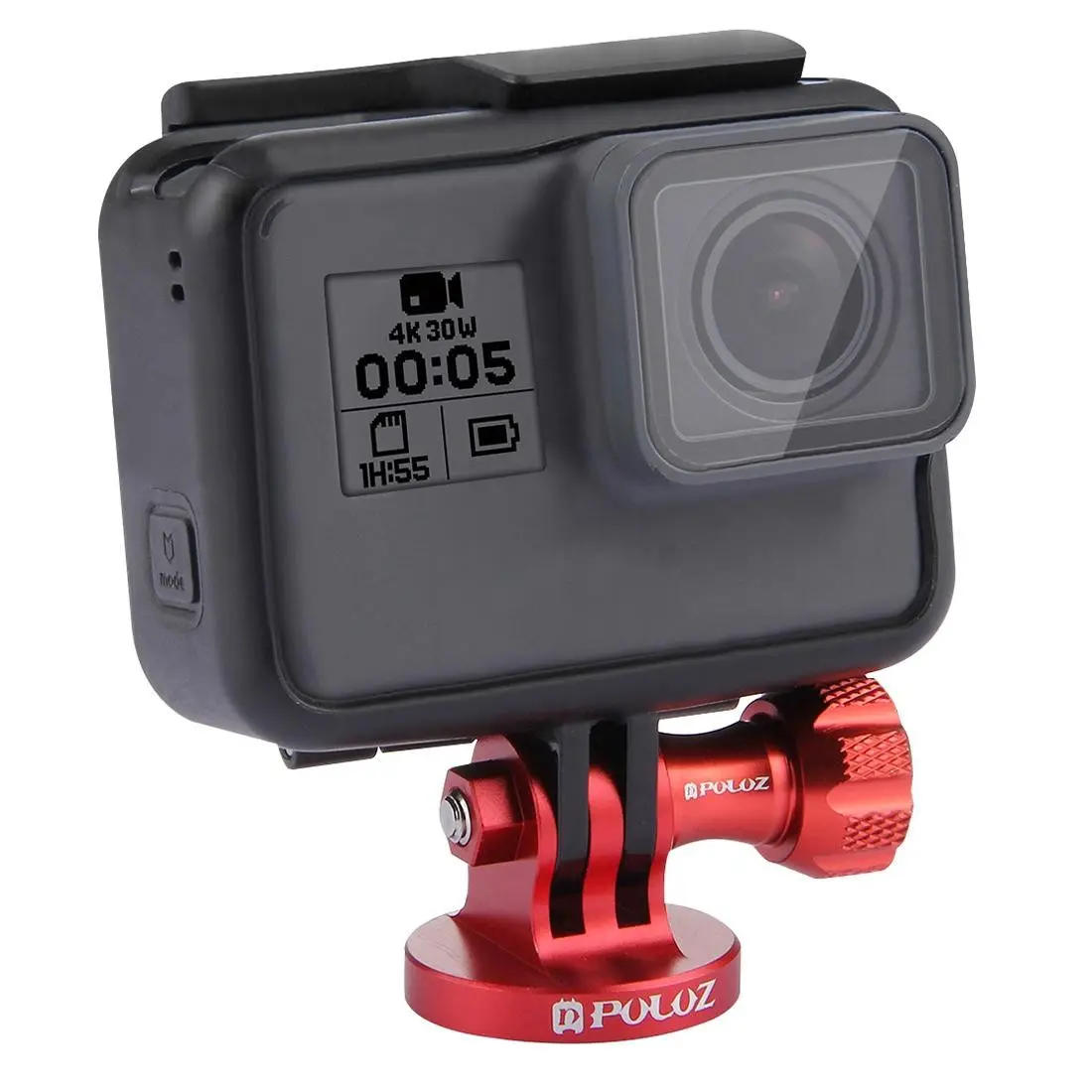 PULUZ 1/4 inch Screw Hole Tripod Mount CNC Adapter for GoPro, Insta360, DJI and Other Action Cameras(Red)