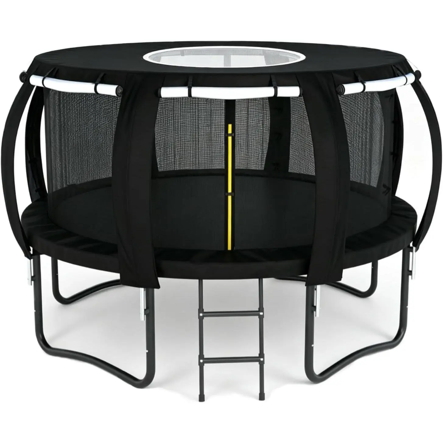 12ft Trampoline Cover for Round Trampolines with 8 Support Poles, Heavy Duty 600D Oxford Cloth, UV Resistant Replacement Canopy with Ventilated Mesh Top
