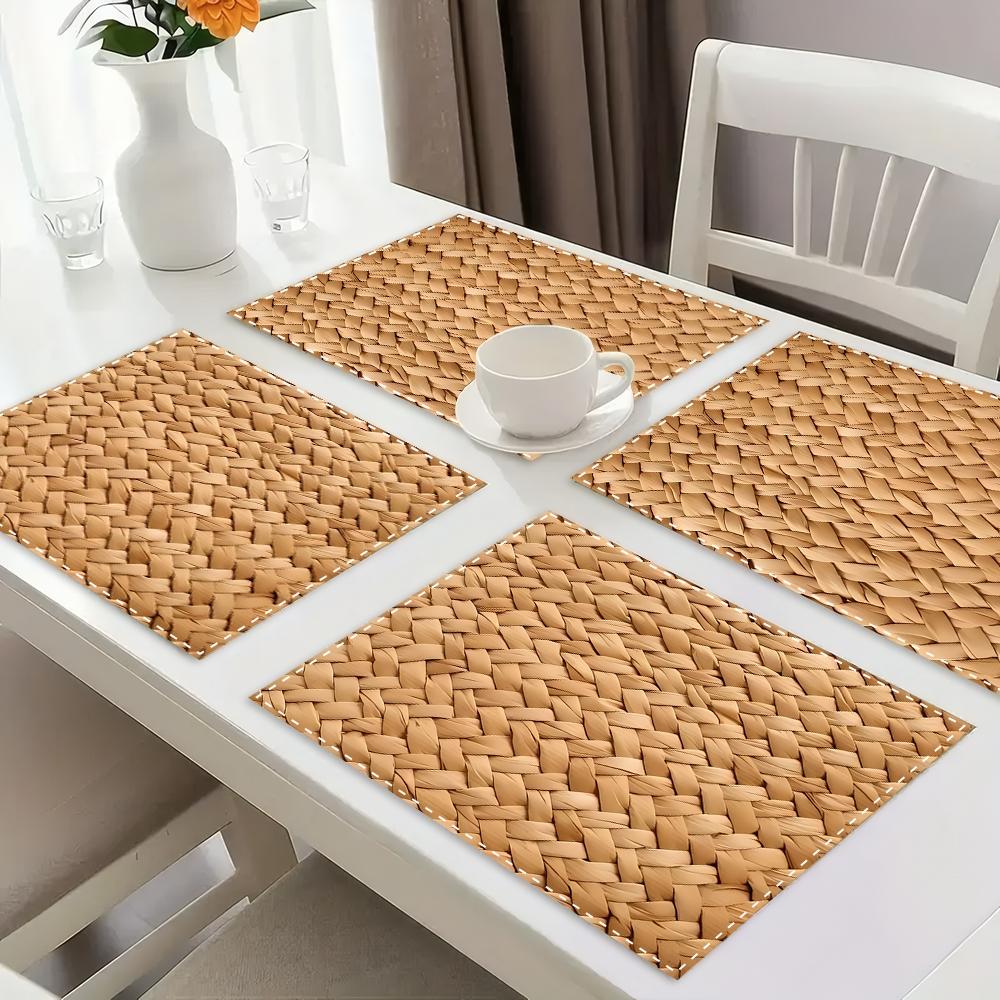 4/6pcs Fall Harvest Placemat Festive Woven Placemats for Home Decor, Kitchen Dining Table, Family Party; Perfect Gift for Celebrations Seasonal Gatherings, Rustic Charm for Thanksgiving, Christmas, Easter More! 32x42cm/12.6x16.5inch