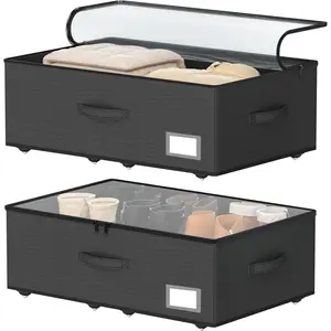 Underbed Storage Bins With Wheels, No Assemble Required 10 inches Height Large Capacity Rolling Underbed Shoe Storage Containers Dorm Underbed Storage Drawers