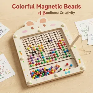 Wooden Cute Rabbit Magnetic Color Maze Toy Cards, Freely Create Different Shapes, Activity Counting, Color Sorting, Fine Motor Skills Learning Toy, Ideal Birthday and Holiday Gift for Boys and Girls