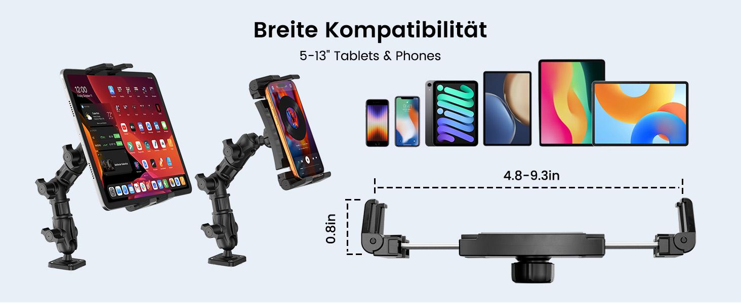 OHLPRO Tablet Holder Car Tablet Holder Truck 360 °     Rotation Adjustable Composite Arm Drill Base + Metal Clamp iPad Car Mount for 5-13 Inch Tablet Smartphone Dashboard Holder