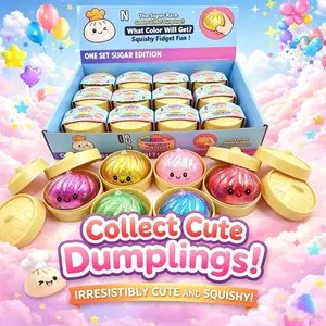1/12 piece set - Sparkling dumpling with steamer, soft Fidget baozi squeeze toy, used to relieve adult stress and anxiety, soft squeeze stress relief dough - soft and fluffy squeeze toy - color random, Glitter Dumpling Squishy