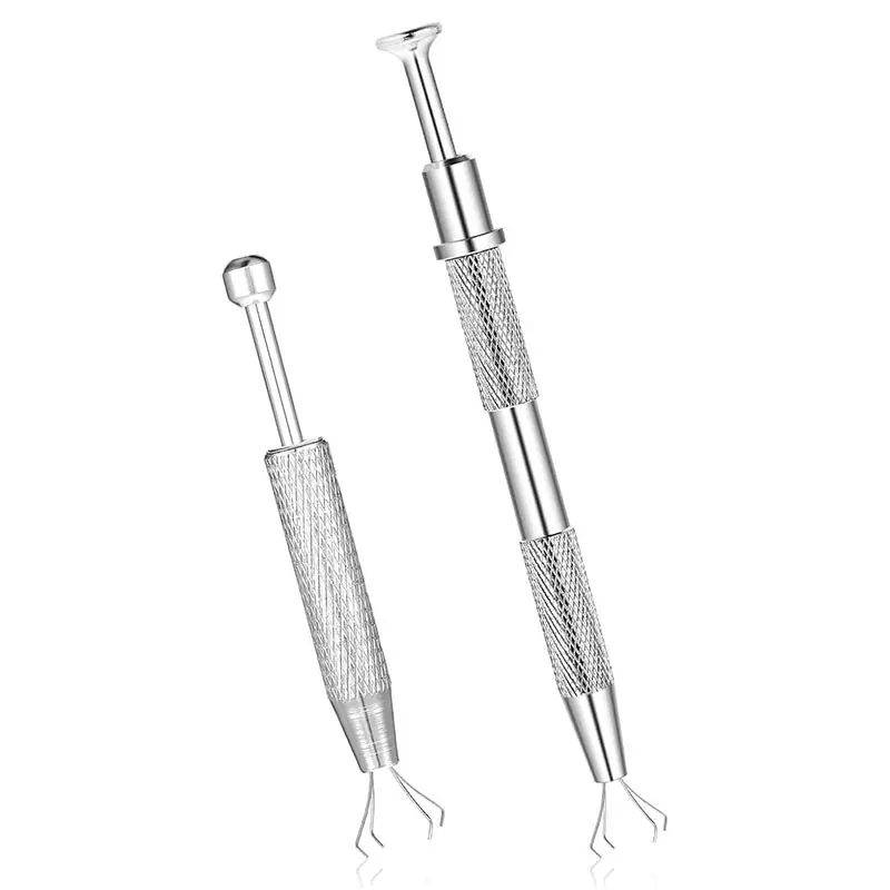 2 Piece Professional Jewelry Grabber Tool Set, 4-Prong Precision Tweezers for Precise Handling, Portable and Lightweight Design, Ideal for Gems and Electronics