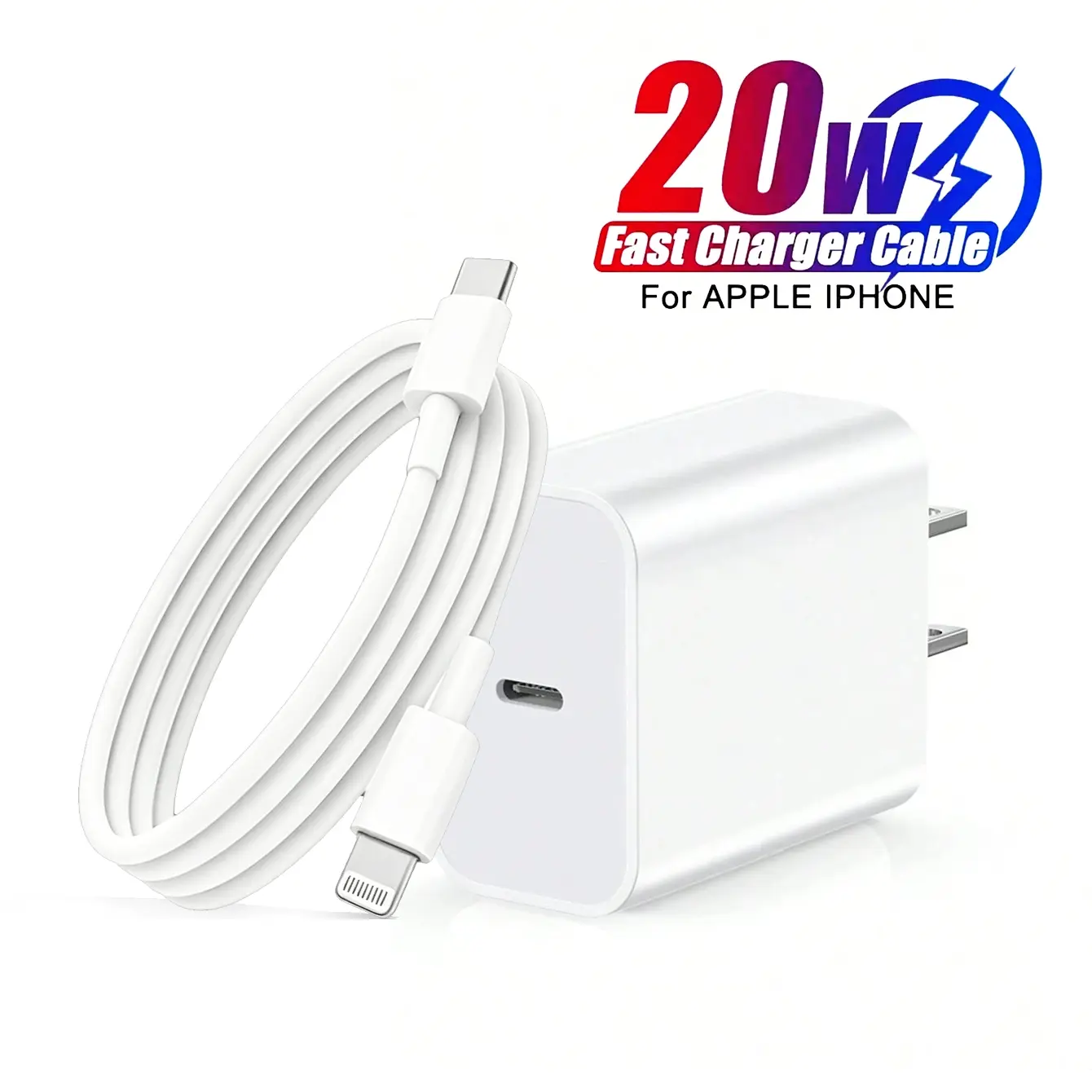 20W PD Fast Charger Set: 20W Fast Charging Adapter + 3.3ft/6.6ft High-Efficiency Data Transfer Fast Charging Cable, Compatible With IPhone 14 Pro Max/14 Pro/14 Plus/14/13/12/11, IPad Series, High-Efficiency Fast Charging Wall Adapter