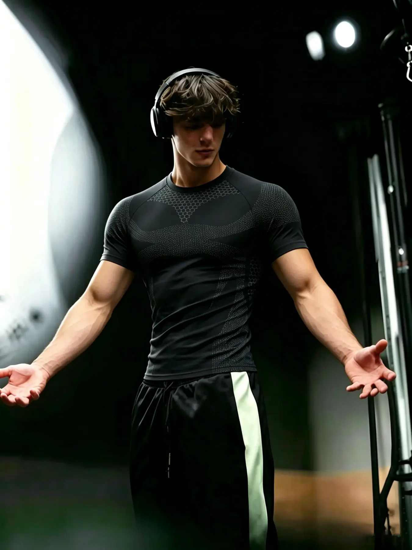Men's European Style Fitness T-Shirt, Trendy Honeycomb Mesh Design, High Elasticity Quick-Dry Breathable Fabric, Tight Fit Compression, Ideal for Gym Training