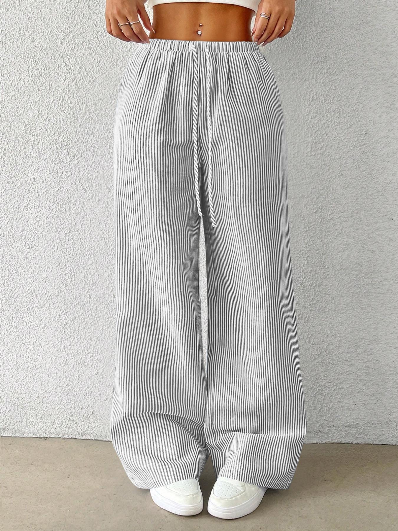 Women's Leopard Print Tie Front Pocket Wide Leg Pants, Casual Comfy Straight Leg Trousers for Daily Wear, Ladies Bottoms for All Seasons, Womenswear