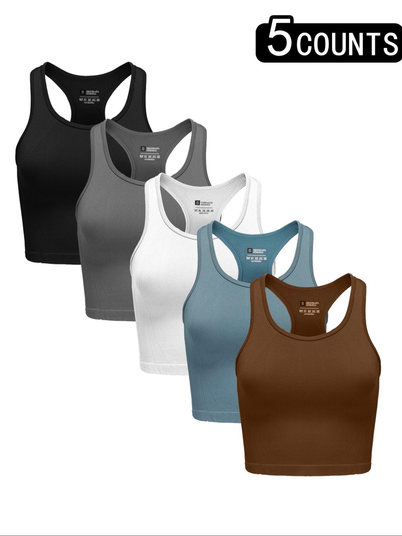 Women's Yoga Sports Vest Set, Quick-Dry High-Elastic Dry Fit Stretch Running Top, Athletic Fitness Top, Bare-Skin Feel, Plain Design, All-Season Sportswear, Fitness Apparel