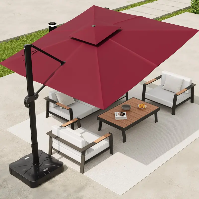 aldi patio umbrellas JEAREY 8x10 ft Rectangular LED Lighted Outdoor Solar Table Market Umbrella w/Crank, 8 Sturdy Ribs, UV Protection Waterproof Sunproof(Dark Blue) : Patio, Lawn & Garden inch aluminum pole with 8 powder coated iron ribs aldi cantilever umbrella - TikTok