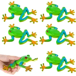 HyDren 6 Pieces Frog Realistic Frog Figurines Simulation Animal Model Soft Stretchy Spoof Vent Stress TPR Tree Frogs Passover Party Decorations for Relief Stress Party FavorGift