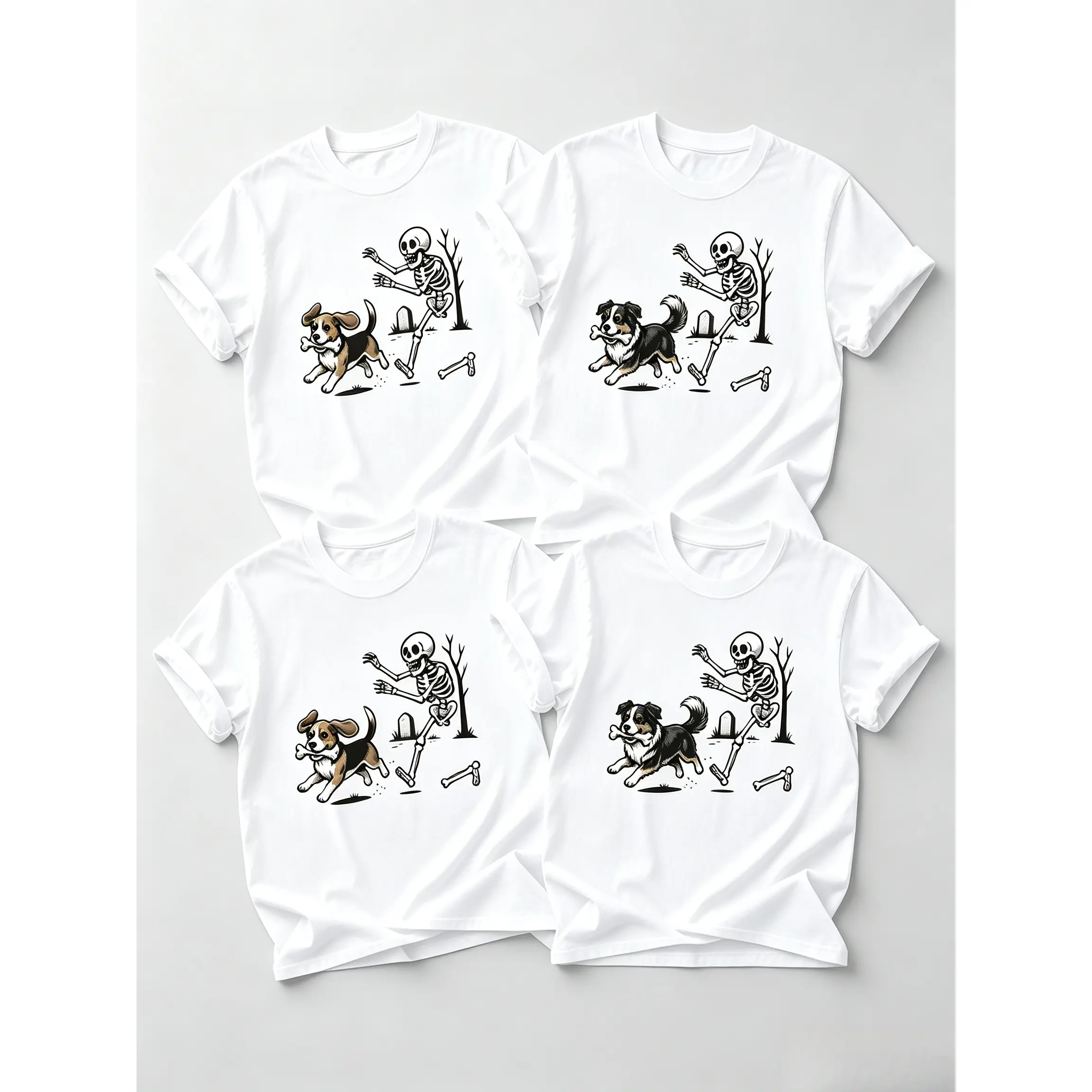 50+ Dog Breeds Halloween Skeleton Tee, Funny Spooky Season Dog Lover Shirt, Pet Costume Graphic Tee, Unisex Halloween Dog Shirt