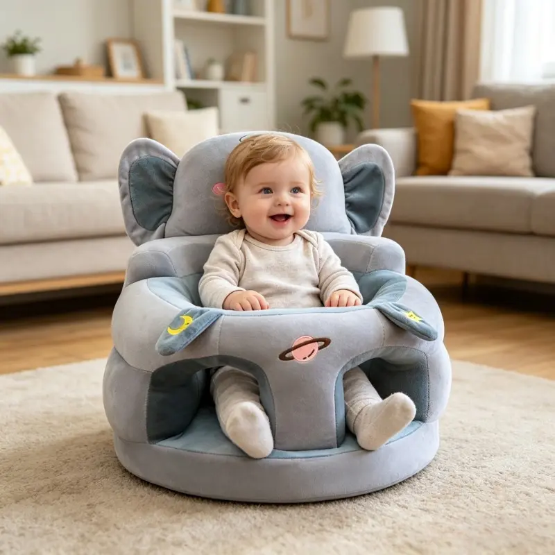 Cute Animal Baby Learn To Sit Sofa, Anti-Slip Anti-Fall Toddler Support Chair, Soft Plush Ergonomic Seat, For Infant Floor Play & Home Use, Ideal Learning Training Gift For Little Boys Girls, Toddler Chairs