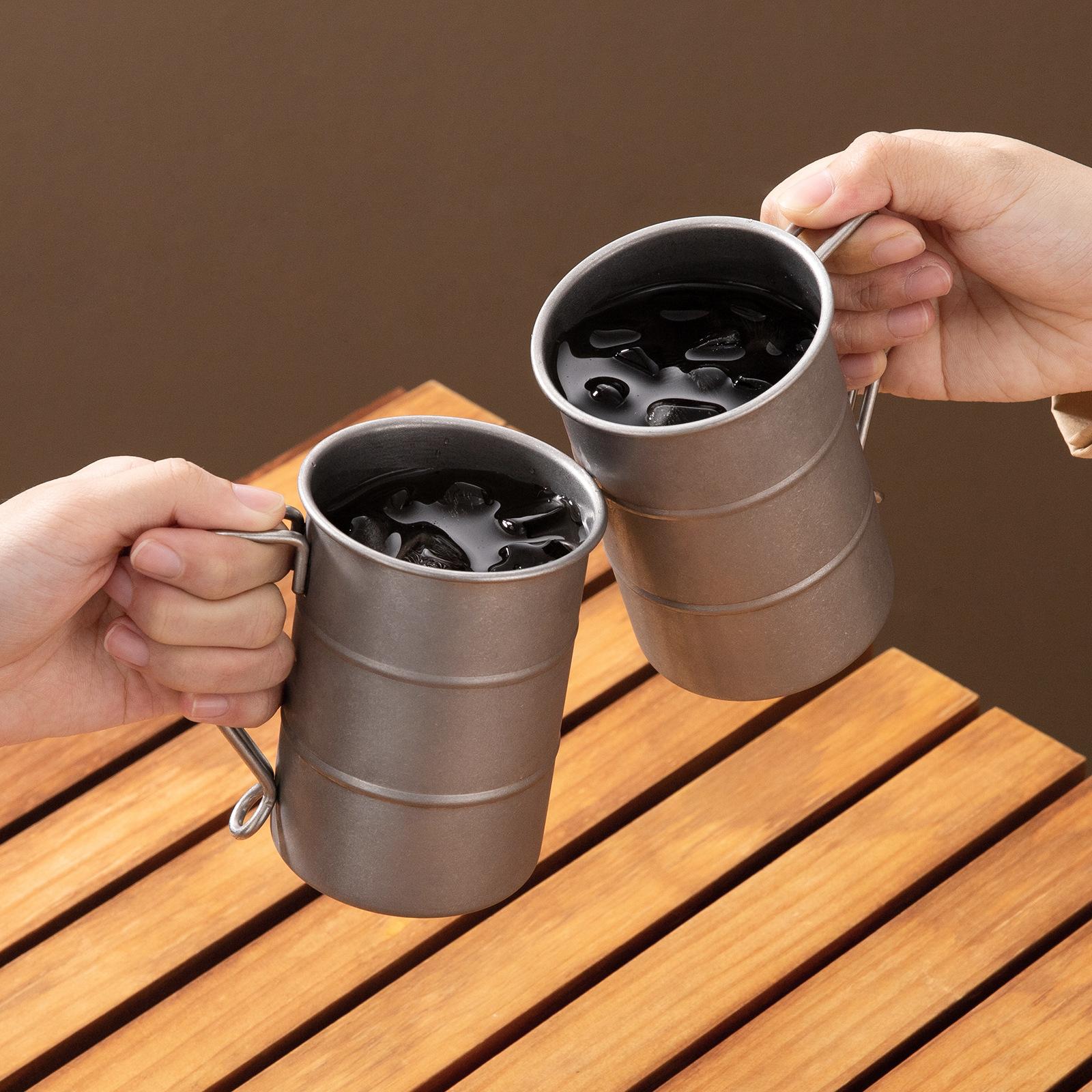 Stainless Steel Coffee Mug, 16oz Beer Cup, Vintage Bamboo Style, Ideal for Collectors & Parties, Outdoor Camping Water Bottle