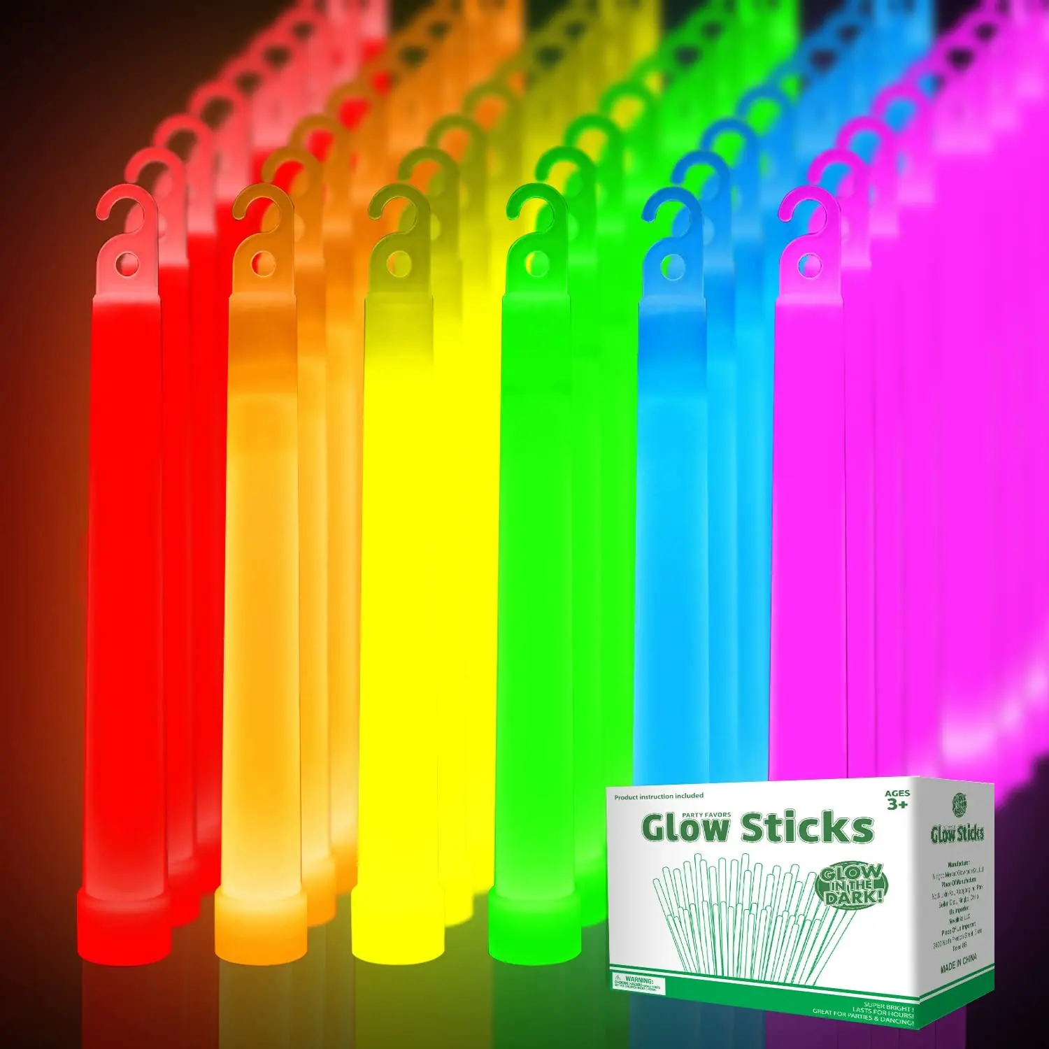 48 Ultra Bright Large Glow Sticks with 48 Black PE String, Multi Use Colourful 6 Inch Glowsticks for Parties, Camping,  Glow Sticks For Blackout, Long-lasting Lighting  and