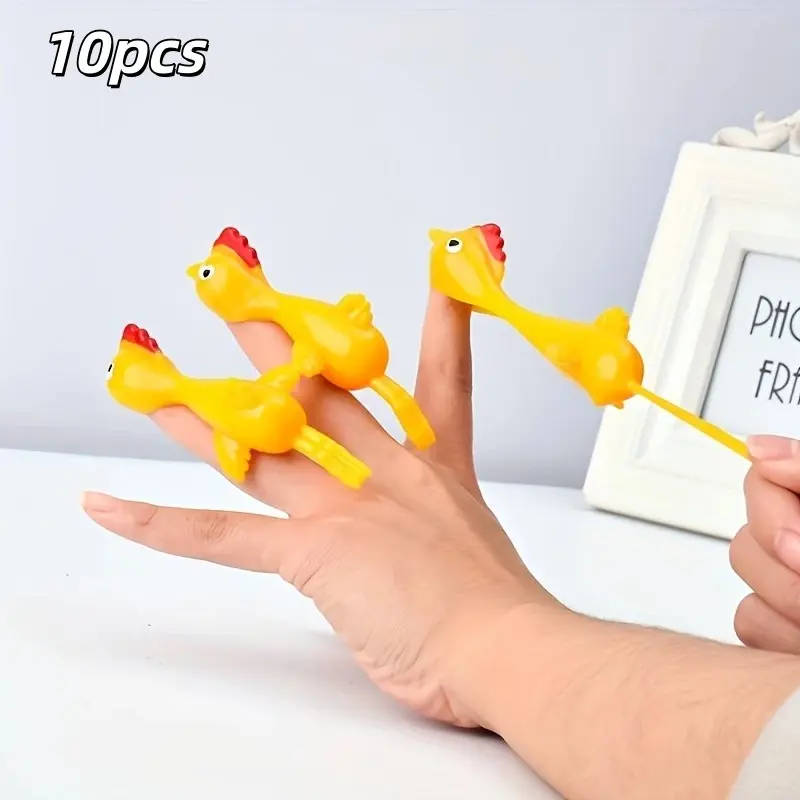 10 Fun Soft Plastic Finger Launchers, Kids Birthday Party Gifts, School Prizes, Rubber Duck Launcher, Christmas Gift, Elastic Game Set, Pretend Play Accessory