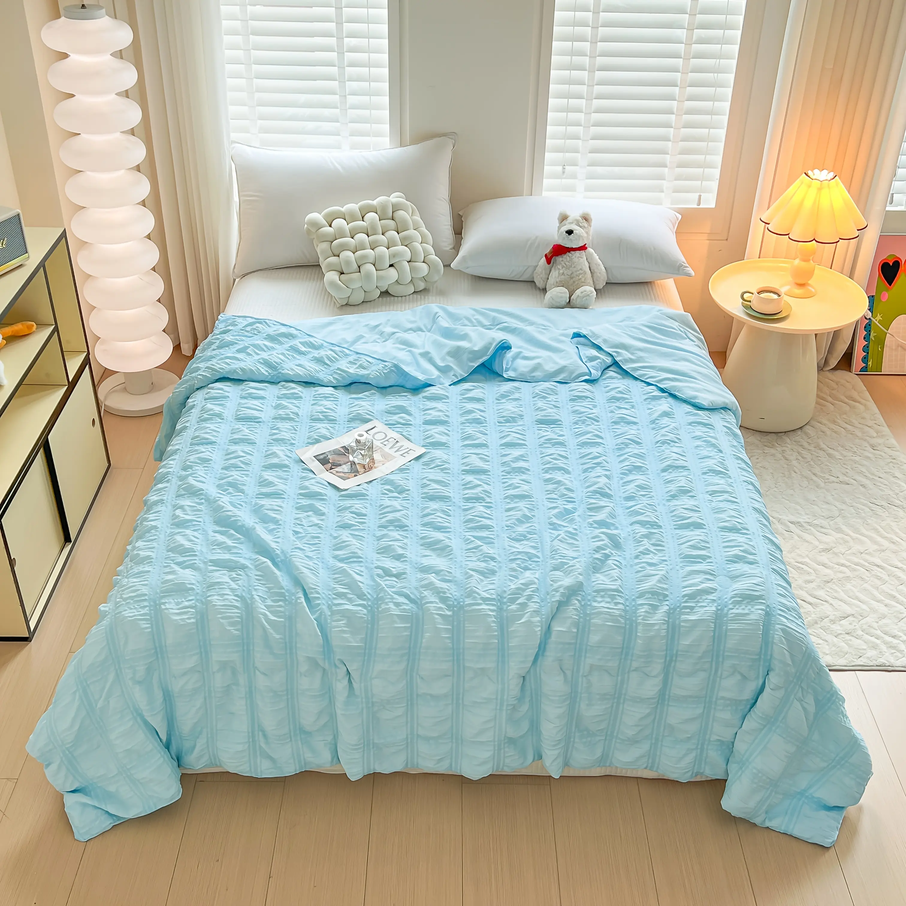 Ultra-Soft Cooling Summer Blanket, Breathable Airflow Design Lightweight Comfortable Bubble Texture Quilt Comforter for Hot Nights Relaxing Sleep, Perfect for Bed Sofa Cozy Home Use