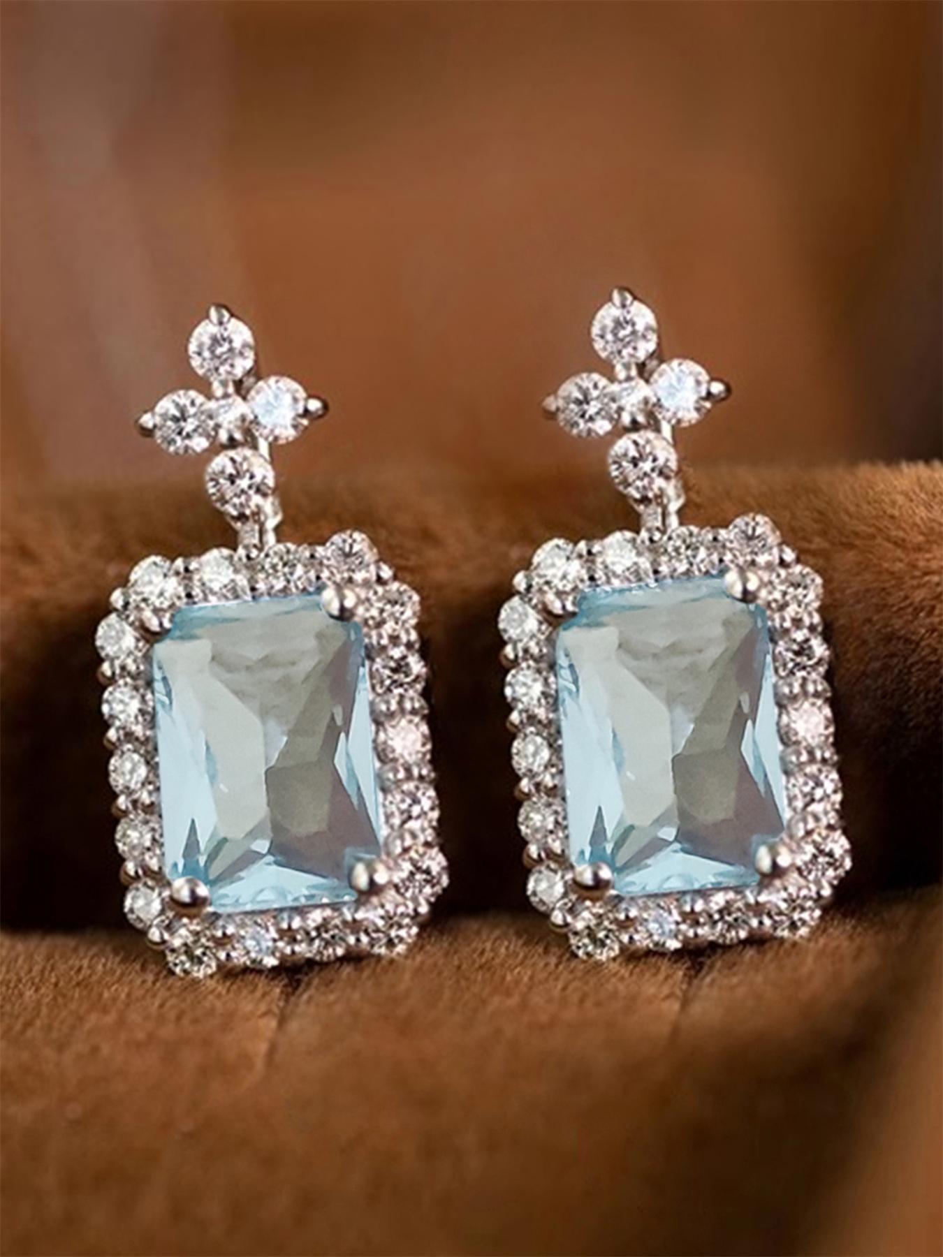 2024 New Style Artificial Zircon Decor Dangle Earrings, Statement Earrings, Elegant Jewelry for Women, Trendy All-match & Exquisite Jewelry for Birthday Gift, Dainty Gift for Your Love