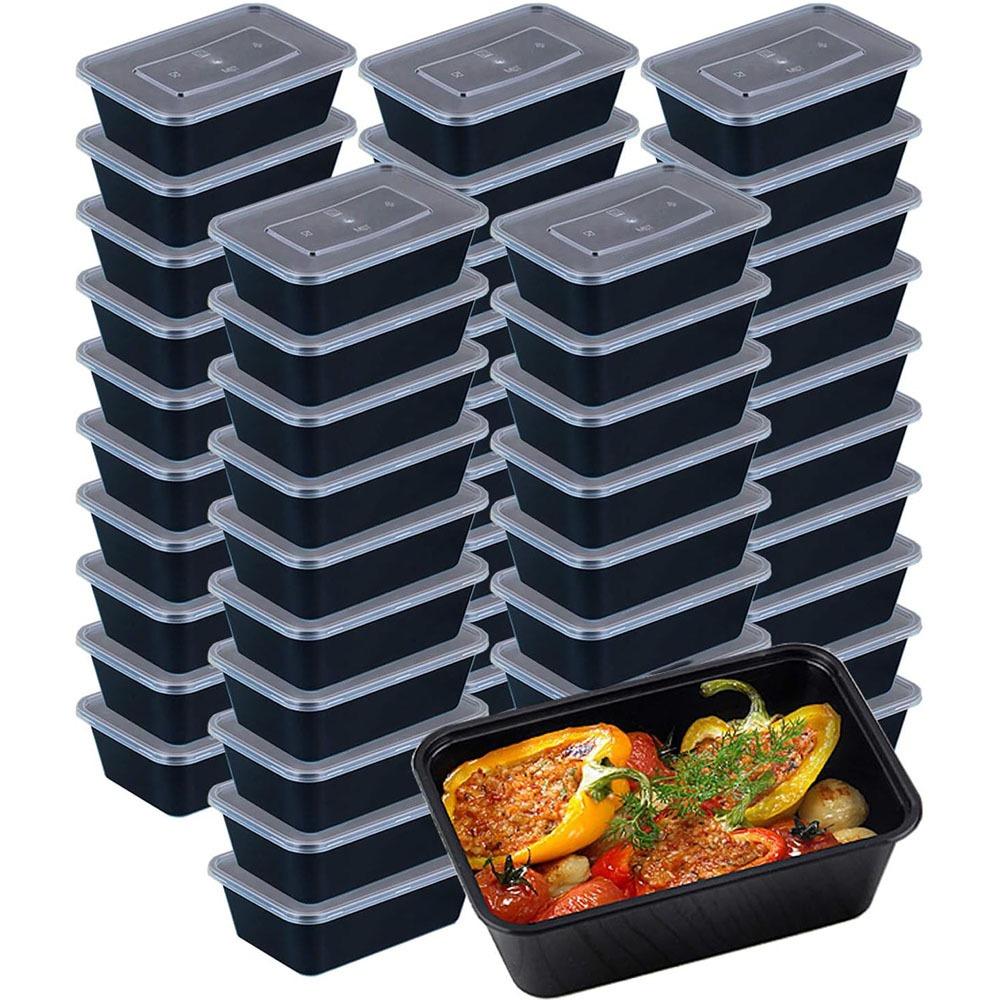 50-Pack Leak-Proof Rectangular Bento Boxes with Lids, Reusable Plastic Food Storage Containers, Stackable Design, Easy Kitchen Organization, Food Storage Set, Reusable Snack Containers
