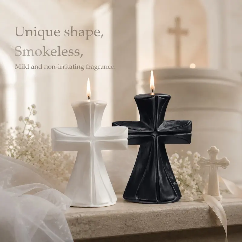 2pcs Cross-Shaped Scented Candles, and Minimalist Design, Perfect Gift for Anniversaries and Birthdays, Home Prayer and Meditation Decor