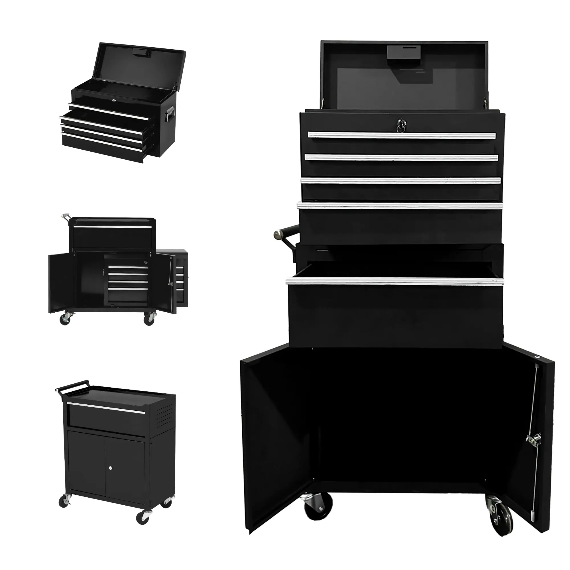 2-in-1 Rolling Tool Cabinet – Detachable Chest & Lockable Drawers – 40" Steel Tool Box – for Mechanics/DIY – Garage/Workshop – Secure Dual Lock System