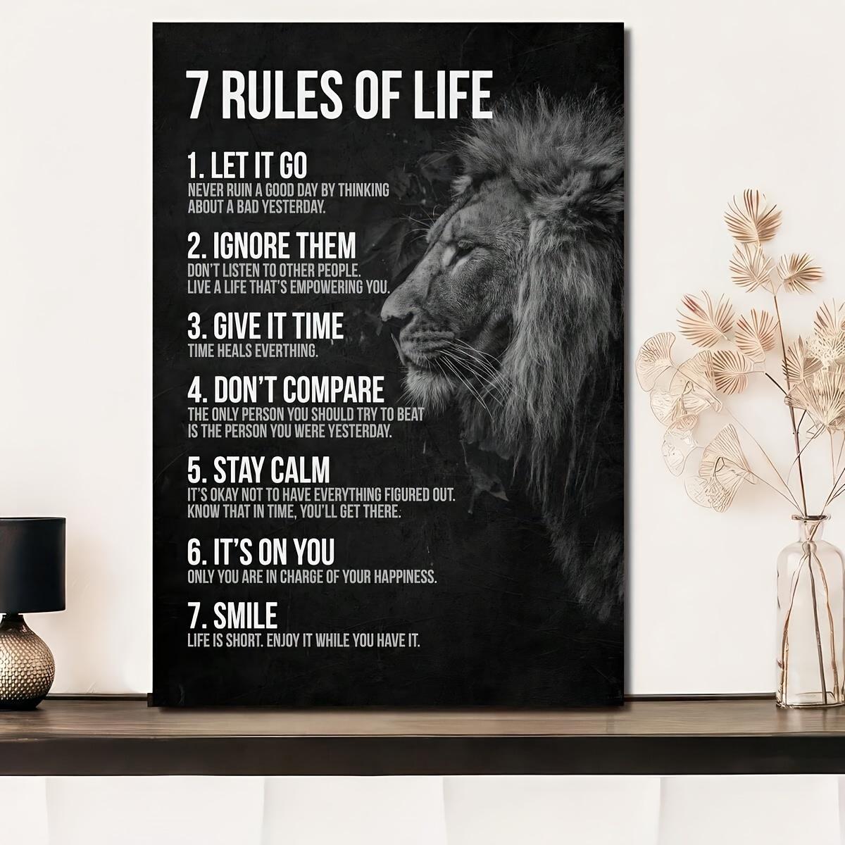 With Frame Motivational Quotes 7 Rules Of Life Wall Art Motivational Poster Read Signs Inspirational Posters For Classroom High School Motivational Posters For Bedroom Boys Room Home Office Positive Affirmations Wall Decor