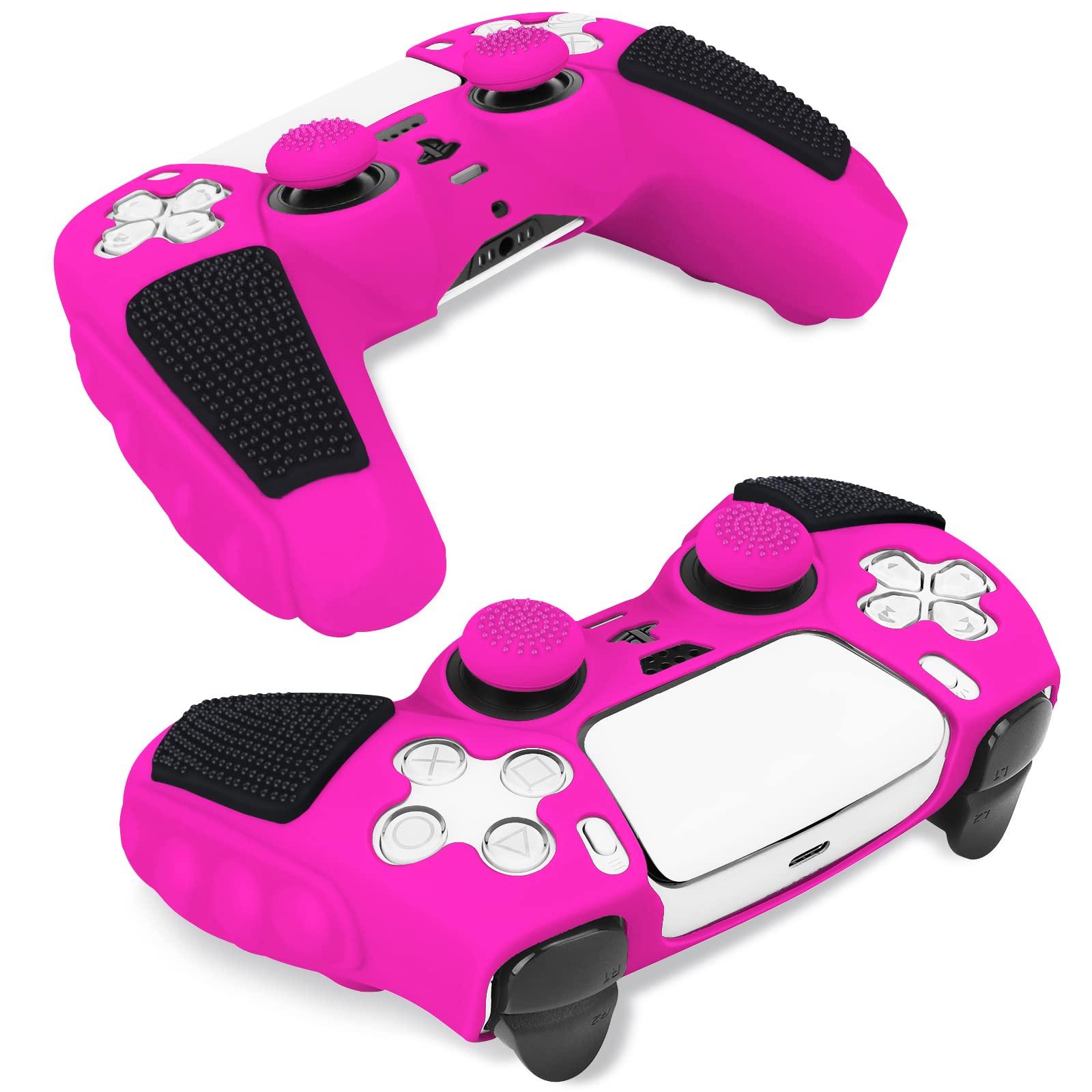 Game Controller Non-slip Protective Case with 8 Thumb Grip Cap, Silicone Soft Shell Game Controller Protective Cover, Console Accessories for PS5 Tech Accessories