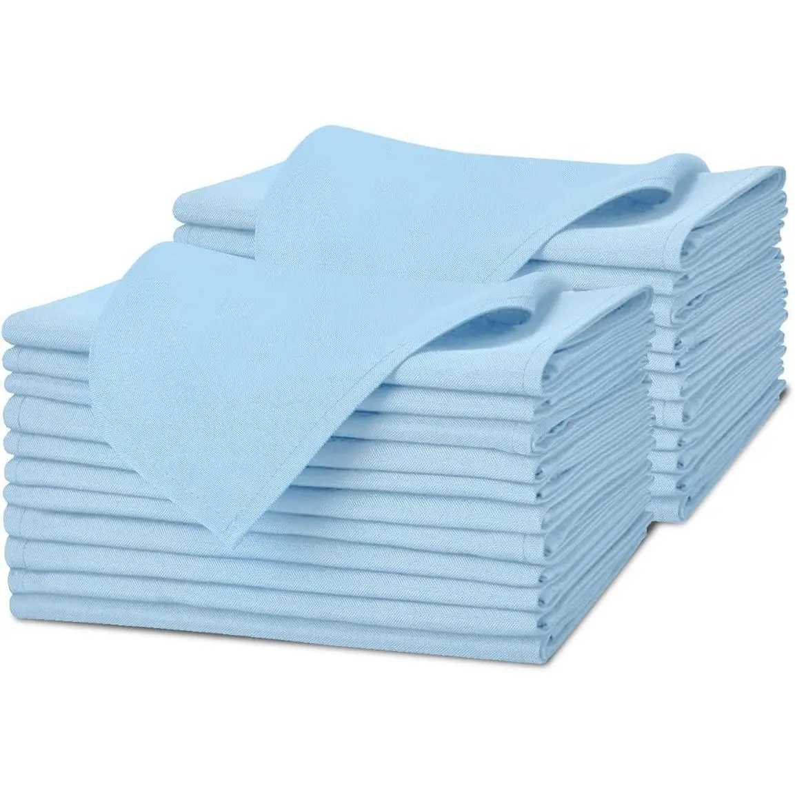 Kitchen Light Blue Cloth Napkins Bulk (Pack of 24) - 100% Polyester Dinner Linen Napkins Cloth Washable & Reusable - Durable with Hemmed Edges - Ideal for Parties and Weddings (17x17 Inches)