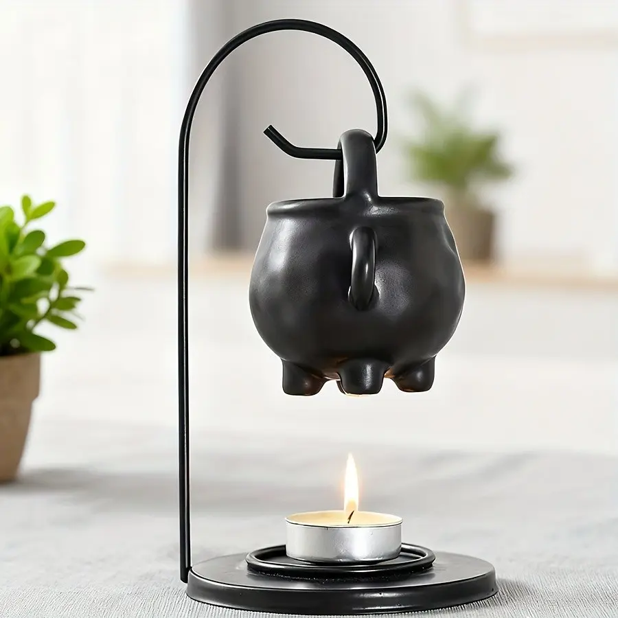 Ceramic Essential Oil Diffuser Lamp, Aroma Night Light, Decorative Candle Heater for Living Room Bedroom Office, Fragrance Dispenser