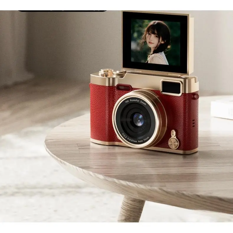 Retro Compact 50MP CCD Point & Shoot Camera - Portable Handheld, 16X Optical Zoom, Optical Anti-Shake, 2.4" Rotating Flip Screen, Selfie-Friendly, Memory Card-Ready for Students