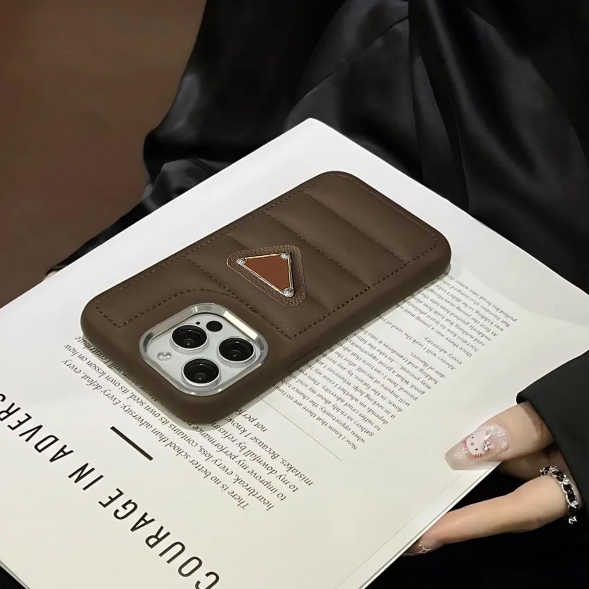 Luxury Shockproof Down Jacket Puffer Case For iPhone 17 16 15 14 Pro Max Leather Trendy Phone Cover Protective Protection Cellphone Protector