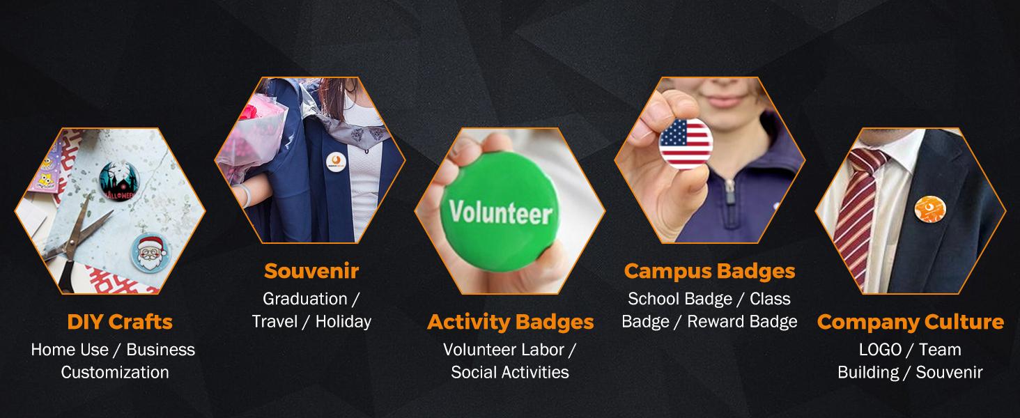 200 Sets of Button Parts Supplies 75mm 2.95 in (Approx. 3 inch) for Button Maker Machine Round Pin Maker, Every Set Includes Tinplate Top, Clip Bottom & Film