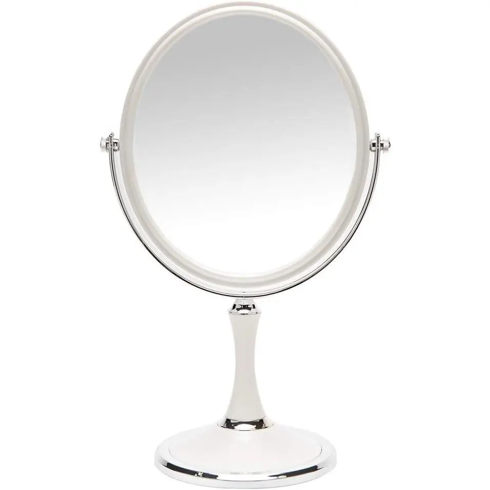 Vintage Oval Tabletop Makeup Vanity Mirror with Stand, 8-Inch Double Sided Swivel 1X/3X Magnification Desk Mirror, Silver Finish, 13 Inch HeightGift
