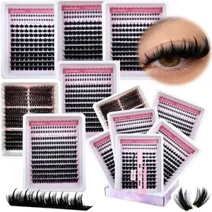Spikes+300D+200D+160D+100D+60D+Bottom eyelashes 3 IN 1 Lash Clusters Long 6-18mm Lash Spikes lower eyelashes D 1218pcs Eyelash Clusters Volume Individual Lashes DIY Spiky Lash Extension Manga Cluster Eyelash Extensions Mink Strips Lashes Thick