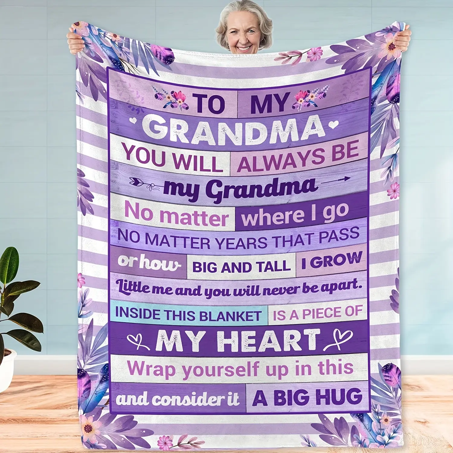 1 warm and cozy granny flannel blanket - perfect for sofas, beds, and couches - soft and comfortable