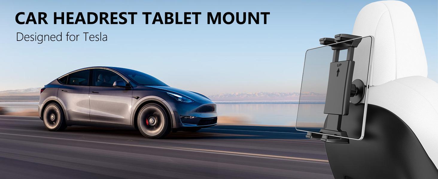 OHLPRO Tesla Tablet Holder for Model 3/Y, Headrest iPad Mount for Back Seat, Adjustable Car Backseat Mount Compatible with 5-13" iPad Tablets & Phones, Essential for Long Road Trips with Kids