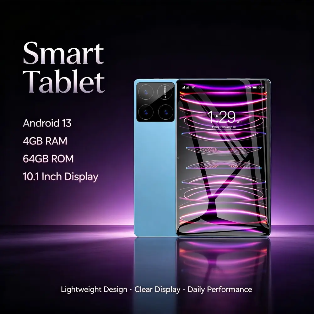 10.1-inch tablet, Android Electronic Tablet, Android 13 system 4GB RAM 64GB ROM, supports WIFI Bluetooth function, dual cameras 5MP+8MP, high aesthetic appearance, multiple colors to choose from