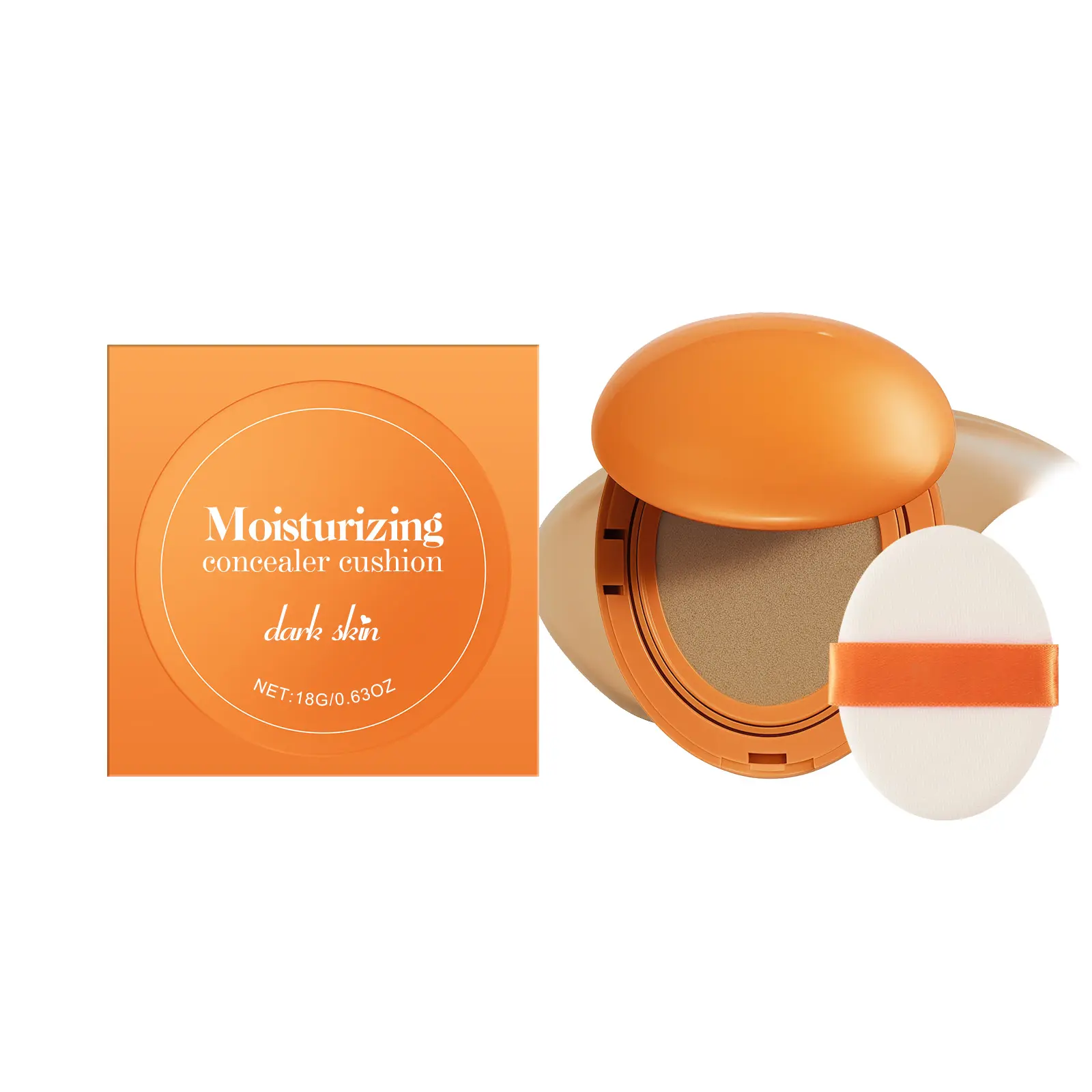 Hydrating Concealer Cushion Foundation - Moisturizing Compact Cosmetic for Deep Skin Tone, Silky Velvet Texture, Lightweight Natural Flawless Daily Base Makeup