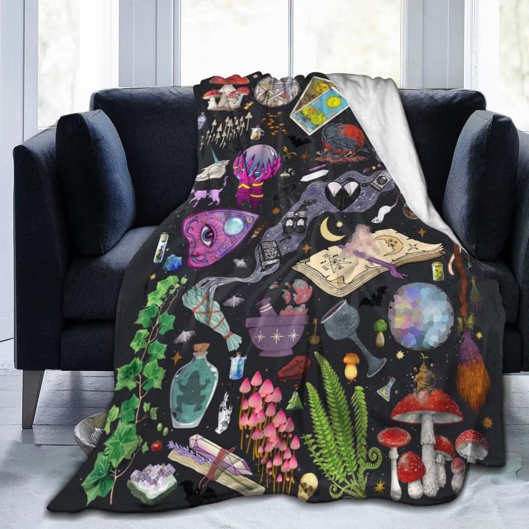 Witch magic pattern Printed Blanket for Sofa Bed Travel Camping Living Room Office Conditioning Blanket for All Seasons Gifts