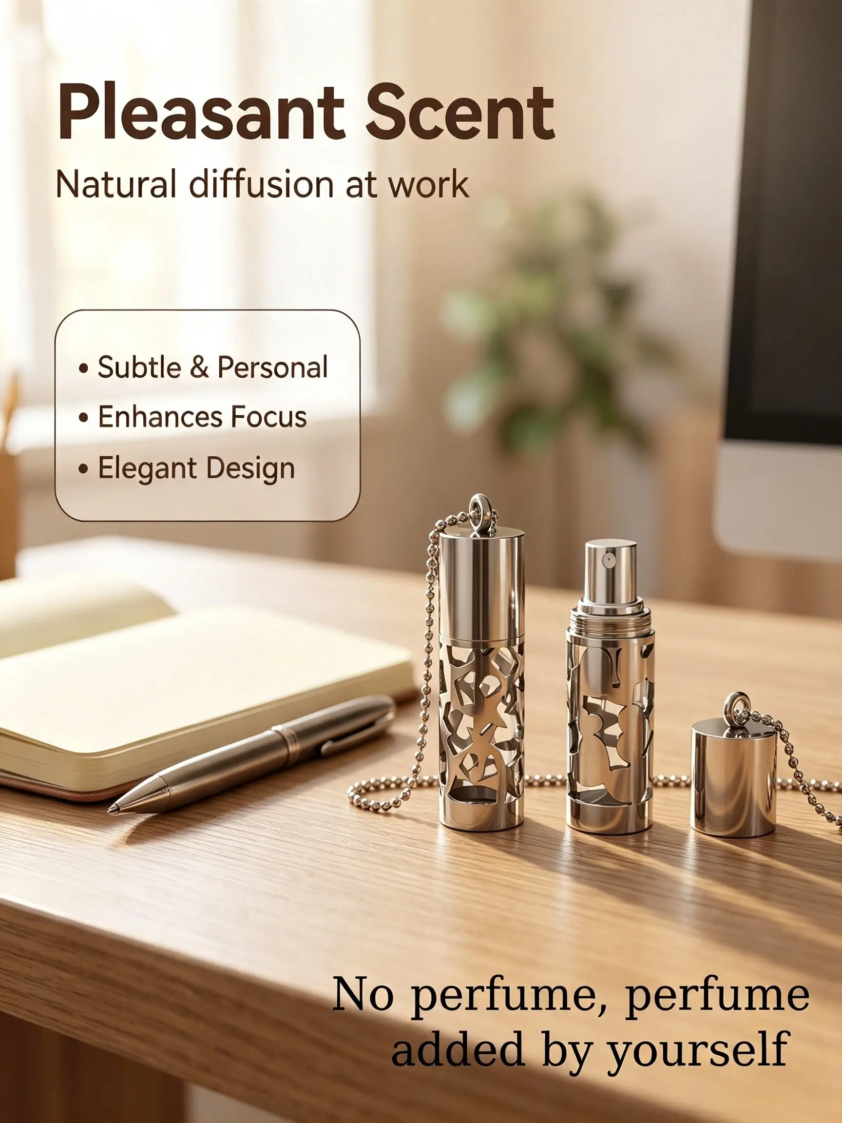 Outdoor Camping Essential! Detachable 2ML Perfume Sample Necklace, Reusable Spray Bottle For Fragrance & Mosquito Oil, Fashion Stainless Steel Jewelry Gift For Friends