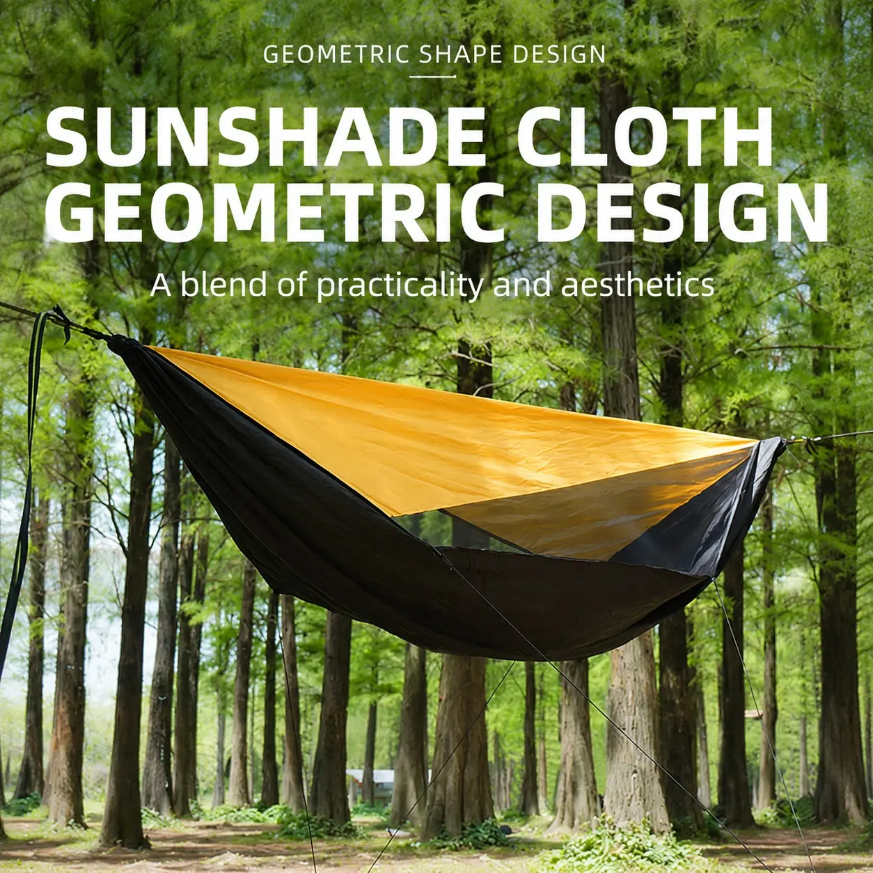 2 Person Camping Hammock with Mosquito Net and Sunshade Canopy, Quick Setup Anti Roll Over Hammock