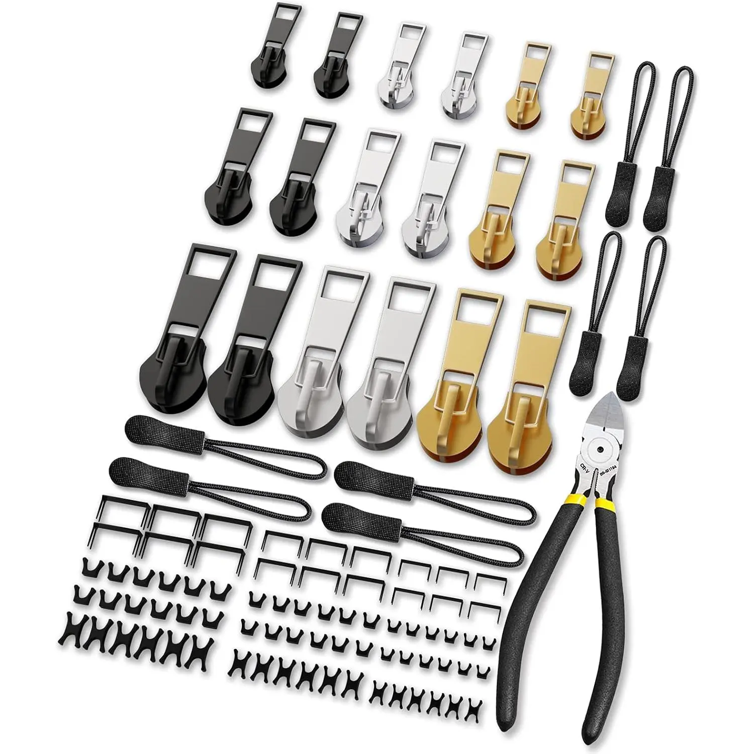 Zipper Repair Kit, Upgraded Zipper  Slider Kit (99 PCS), Include Zipper Pull ,  Zippers Plier, Easy Install, Zippers Fix Kit for Jacket Backpack Luggage (3 Sizes #3, 5, 8)