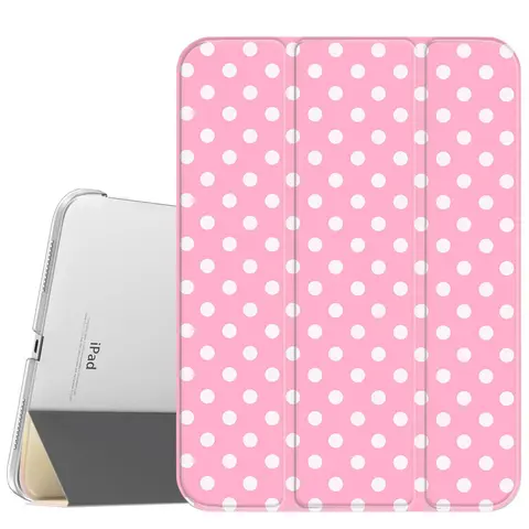Pink Dot Durable Leather Tablet Cover - Magnetic Closure, Microfibre Lining, Slim Stand, Soft Translucent Frosted Back, Pencil Holder, Touch ID Cutouts, Slim Fit - Protection for iPad A16 2025, Air 6, Mini 6, Samsung Galaxy Tab S9 - Casing Accessory