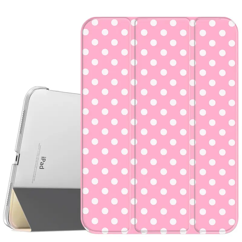 Pink Dot Durable Leather Tablet Cover - Magnetic Closure, Microfibre Lining, Slim Stand, Soft Translucent Frosted Back, Pencil Holder, Touch ID Cutouts, Slim Fit - Protection for iPad A16 2025, Air 6, Mini 6, Samsung Galaxy Tab S9 - Casing Accessory