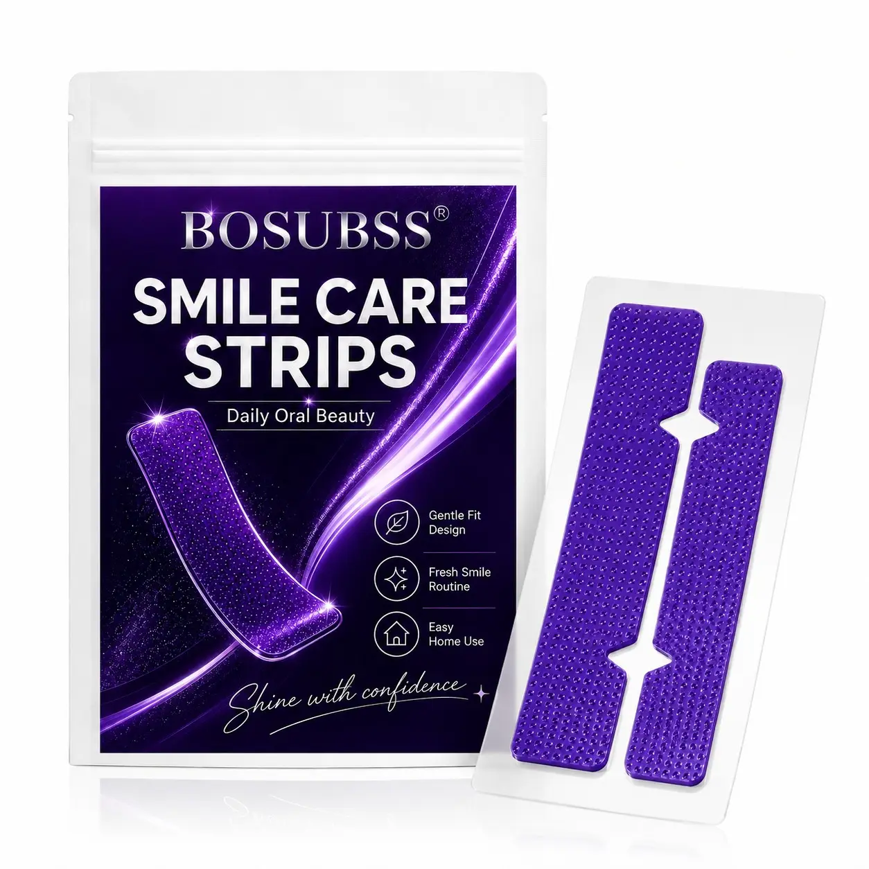7 Pairs Smile Care Strips, Upper & Lower Oral Beauty Strips, Flexible Fit, Easy-Peel Design, At-Home Smile Routine