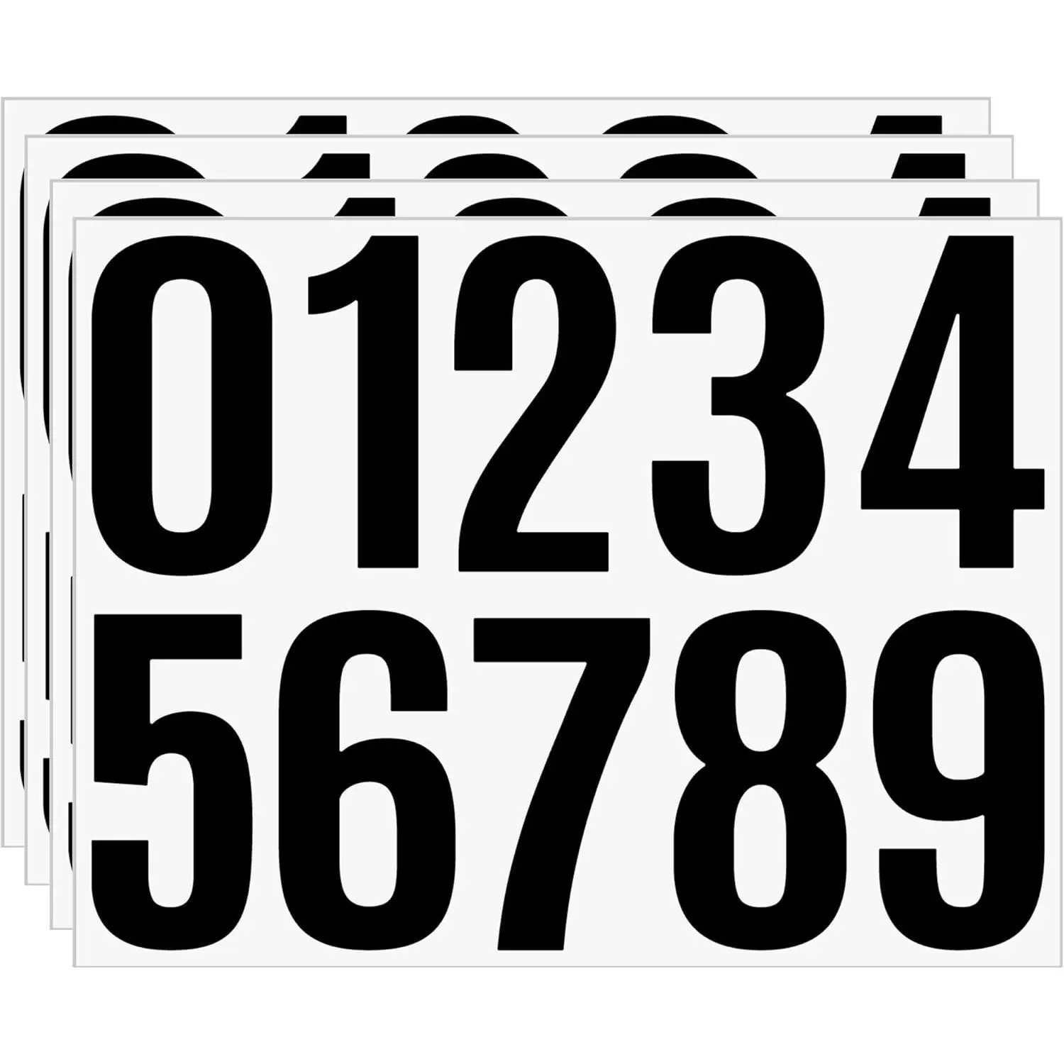 4 Inch Black Number Stickers, 4 Sheets Vinyl Self-Adhesive  0-9,  Address Numbers for Mailbox, Trash Can, Door, Outdoor Use, Bold and Easy-to-Read House Number Labels(4 Inch)(Black)