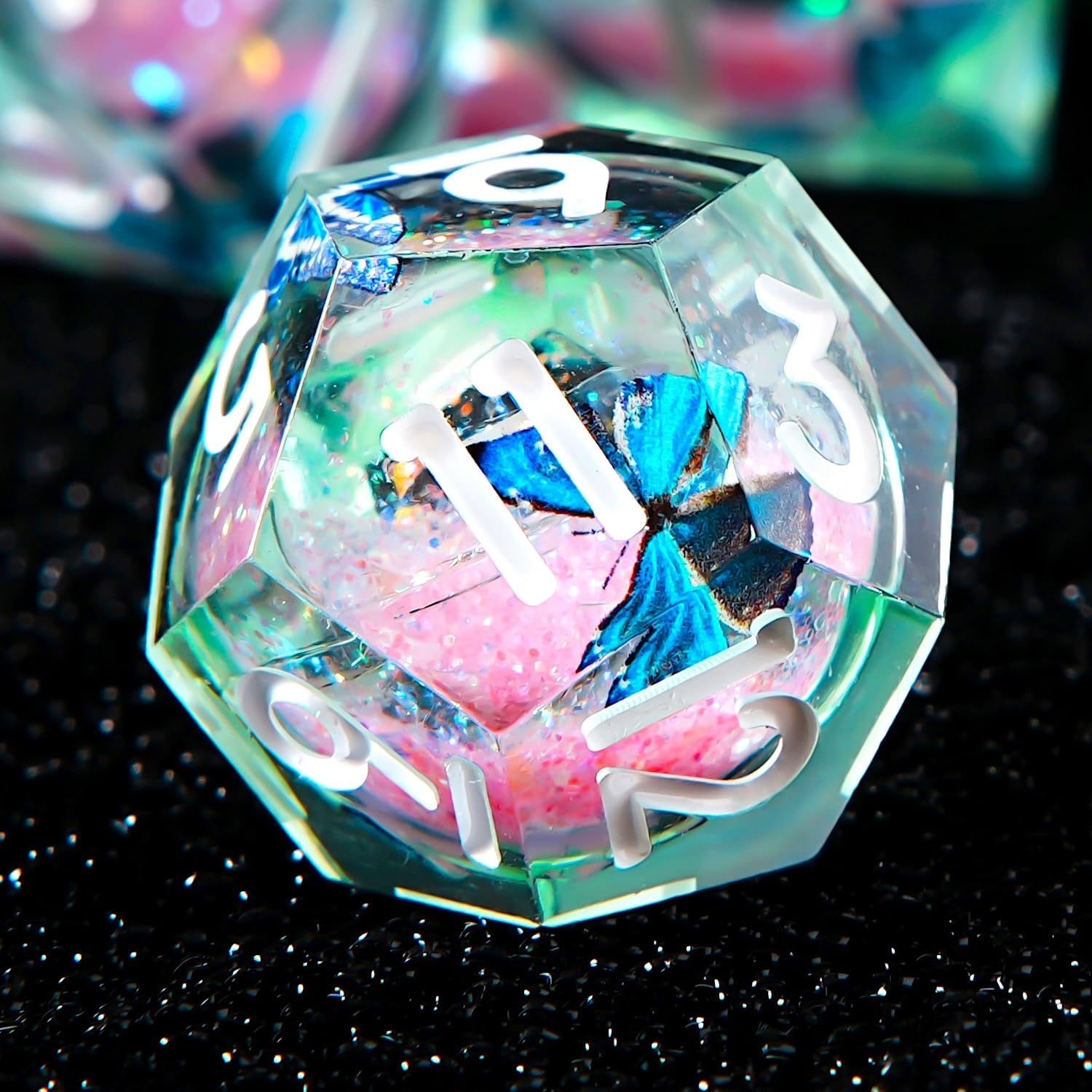 Butterfly Pattern Dice Set, 7 Counts/set Handmade Sharp Edge Dice, D&D Polyhedral Dice for Dungeons and Dragons Role Playing Game Resin Dice