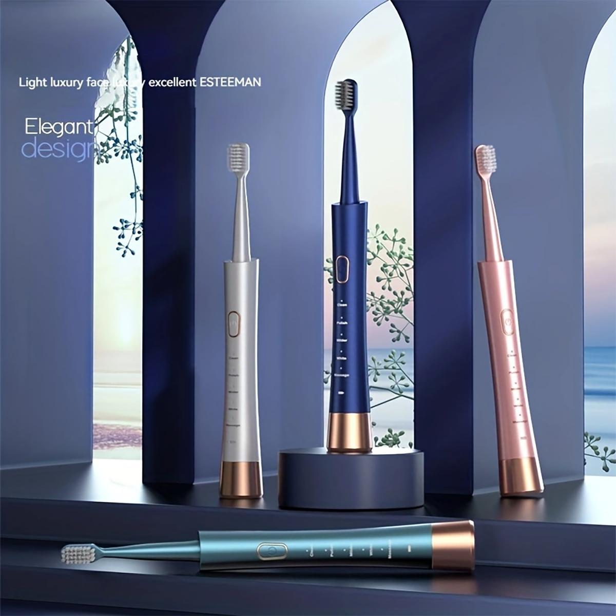 Electric Toothbrush Set, 1 Set Rechargeable Sonic Teeth Cleaning Toothbrushes Including 7 Replacement Brush Heads, Oral Care Products for Adults, Rechargeable Electronic Toothbrushes